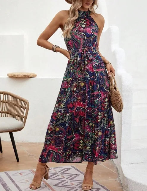 Women’s Retro Halterneck Summer Maxi Dress - Philine