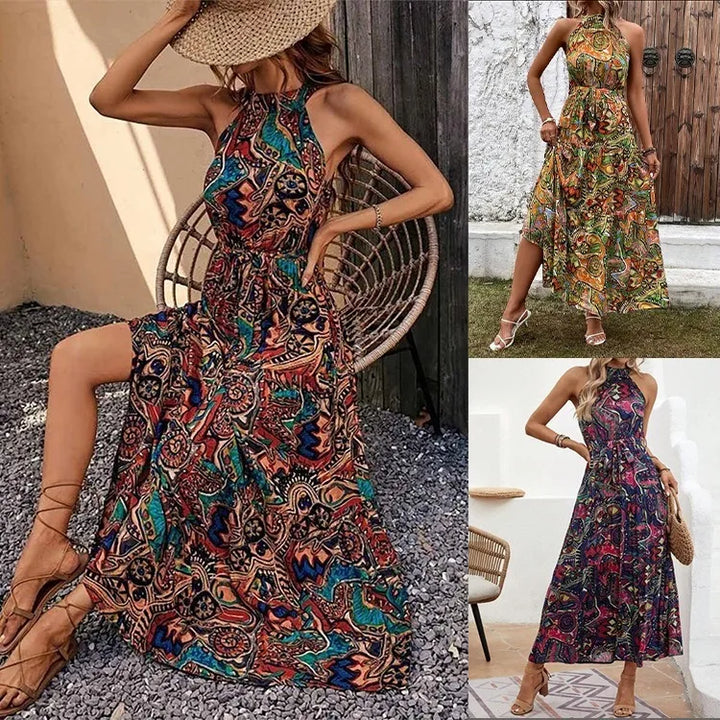 Women’s Retro Halterneck Summer Maxi Dress - Philine