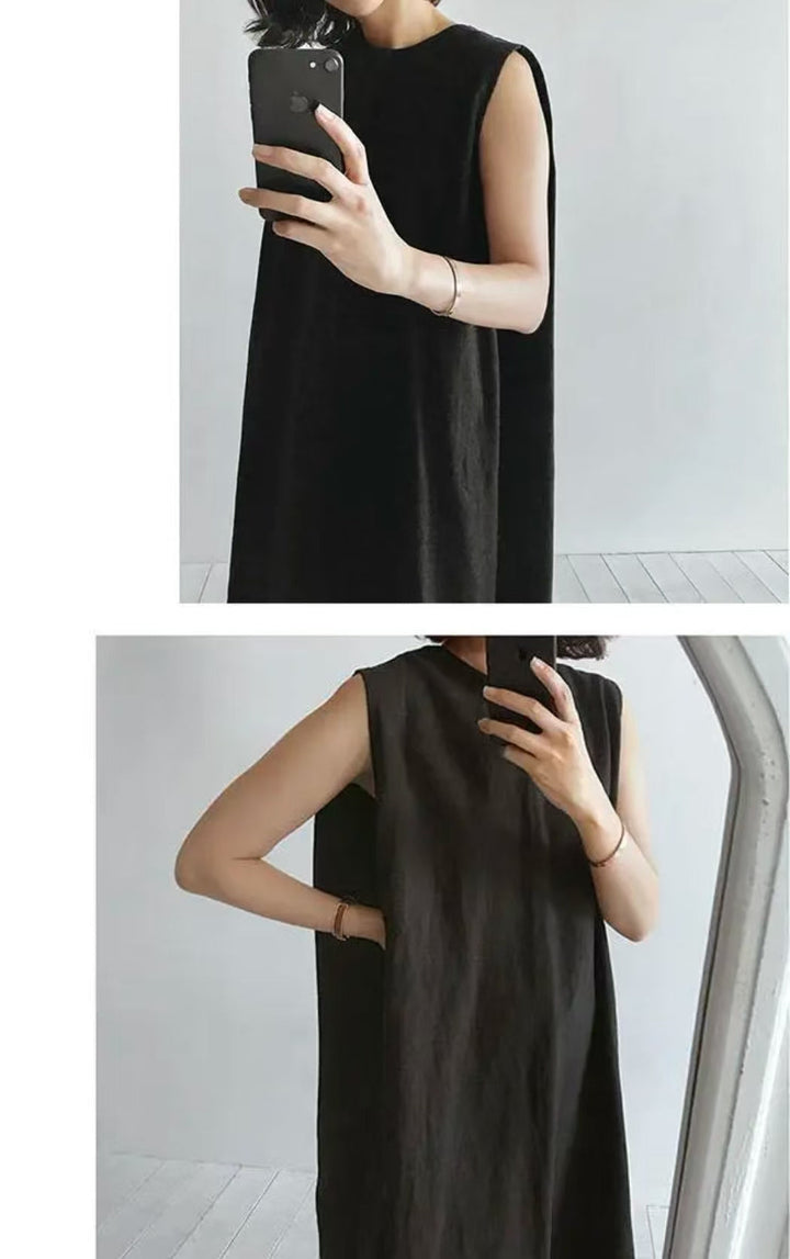 Bohemian O Neck Side Open Linen Cotton Clothes Fabrics Dress - Ophelia
