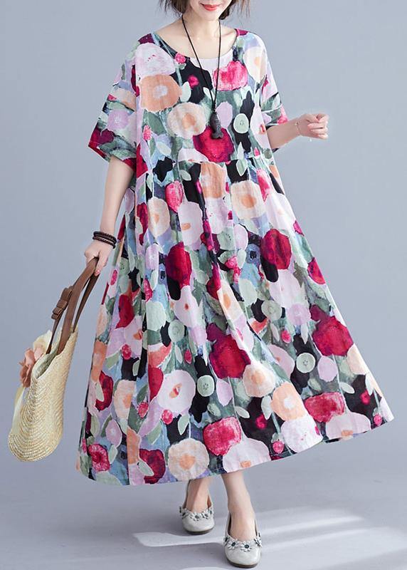 Bohemian floral Long dress half sleeve Cinched Maxi summer Dresses - Cleo
