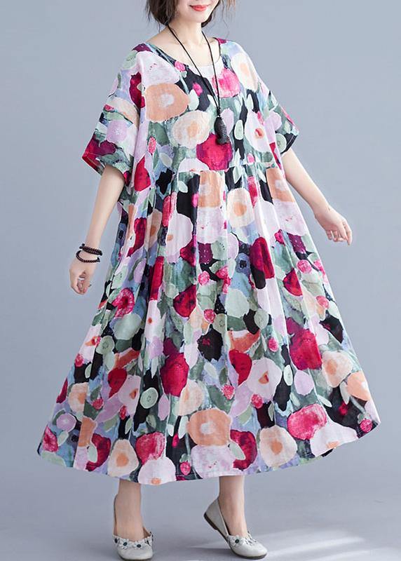 Bohemian floral Long dress half sleeve Cinched Maxi summer Dresses - Cleo