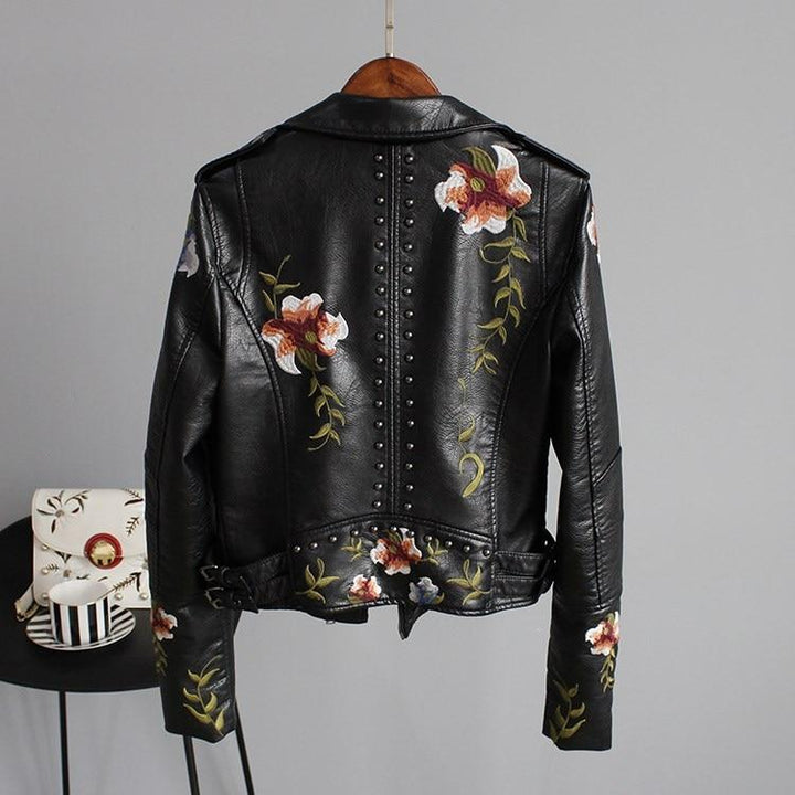 Women's Floral Leather Jacket - Bonda