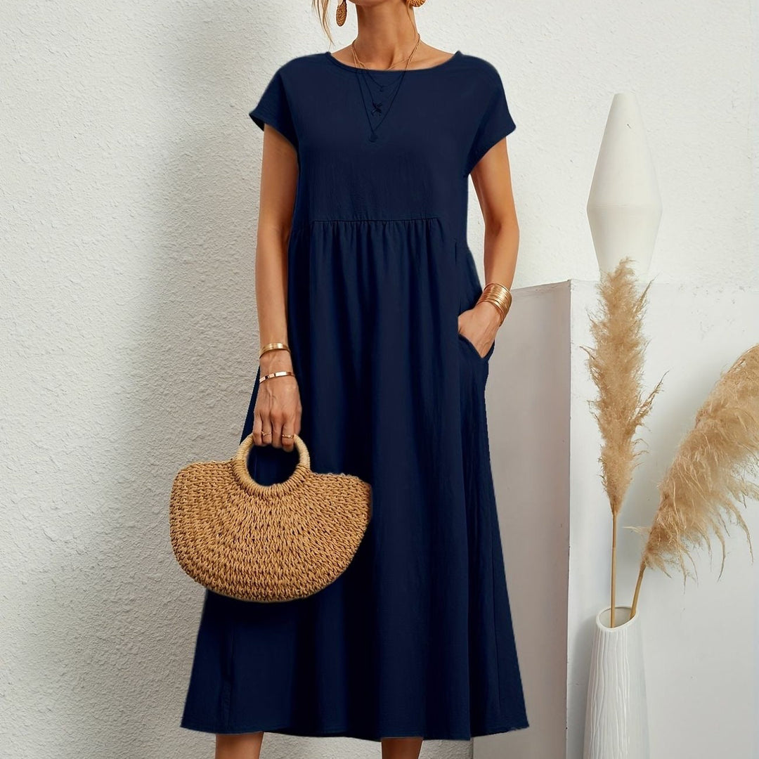 Variant image for Women’s Elegant Round Neck Dress Flowing Cut - Camille-57
