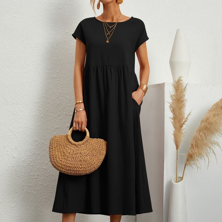 Women’s Elegant Round Neck Midi Dress - Camille