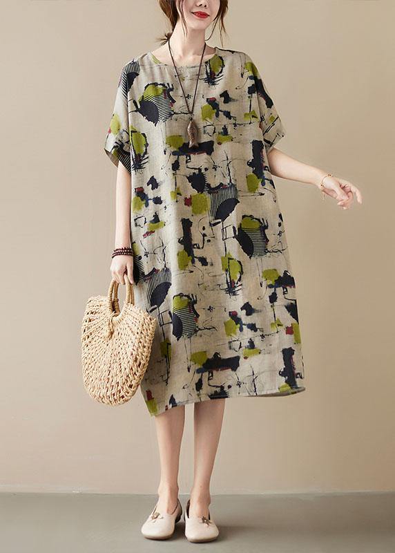 Classy Print O-Neck Pockets Summer Maxi Dresses Half Sleeve - Blair