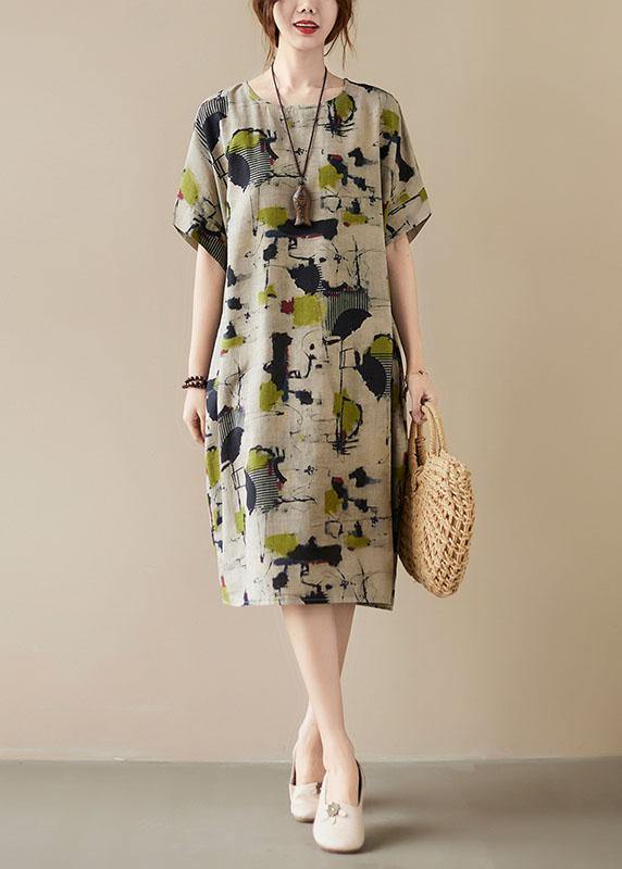 Classy Print O-Neck Pockets Summer Maxi Dresses Half Sleeve - Blair