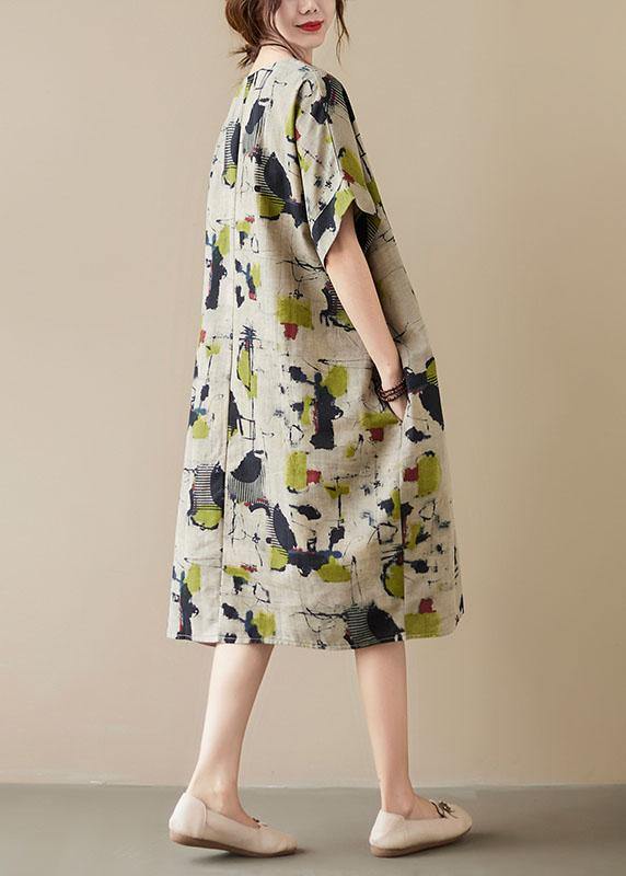 Classy Print O-Neck Pockets Summer Maxi Dresses Half Sleeve - Blair