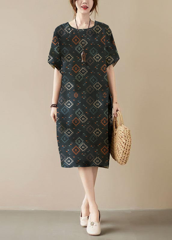 Classy Print O-Neck Pockets Summer Maxi Dresses Half Sleeve - Blair