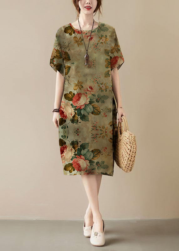 Classy Print O-Neck Pockets Summer Maxi Dresses Half Sleeve - Blair
