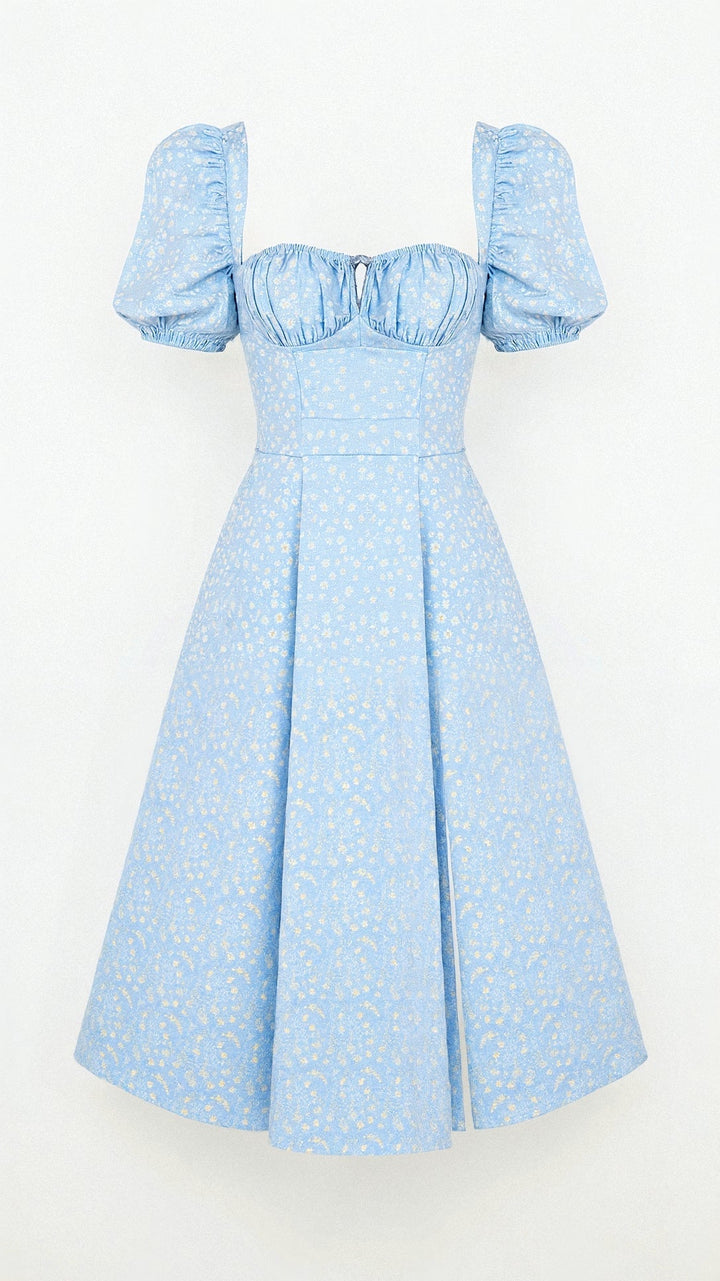 Midi Dress with Square Neckline - Celeste
