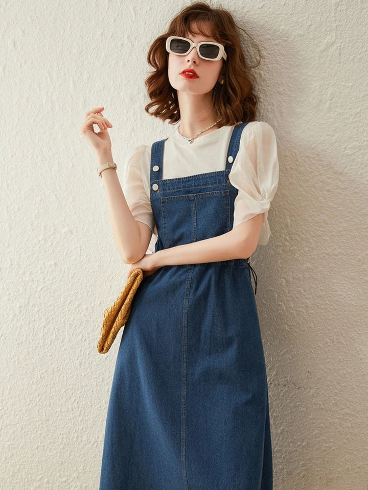 Denim Suspender Dress - Clio