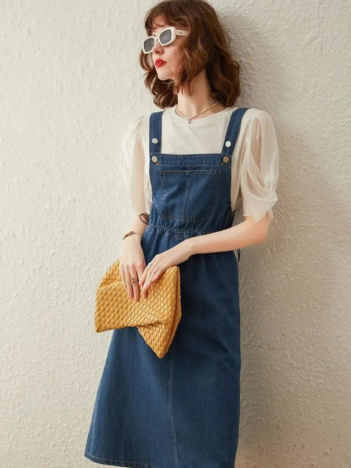 Denim Suspender Dress - Clio
