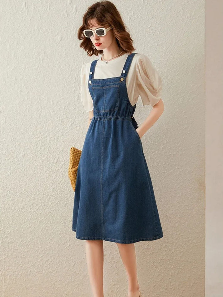Denim Suspender Dress - Clio