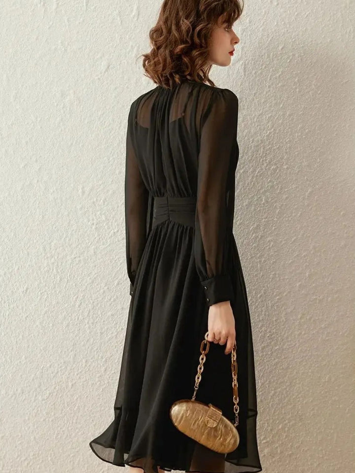 Draped Chiffon Dress - Delaney