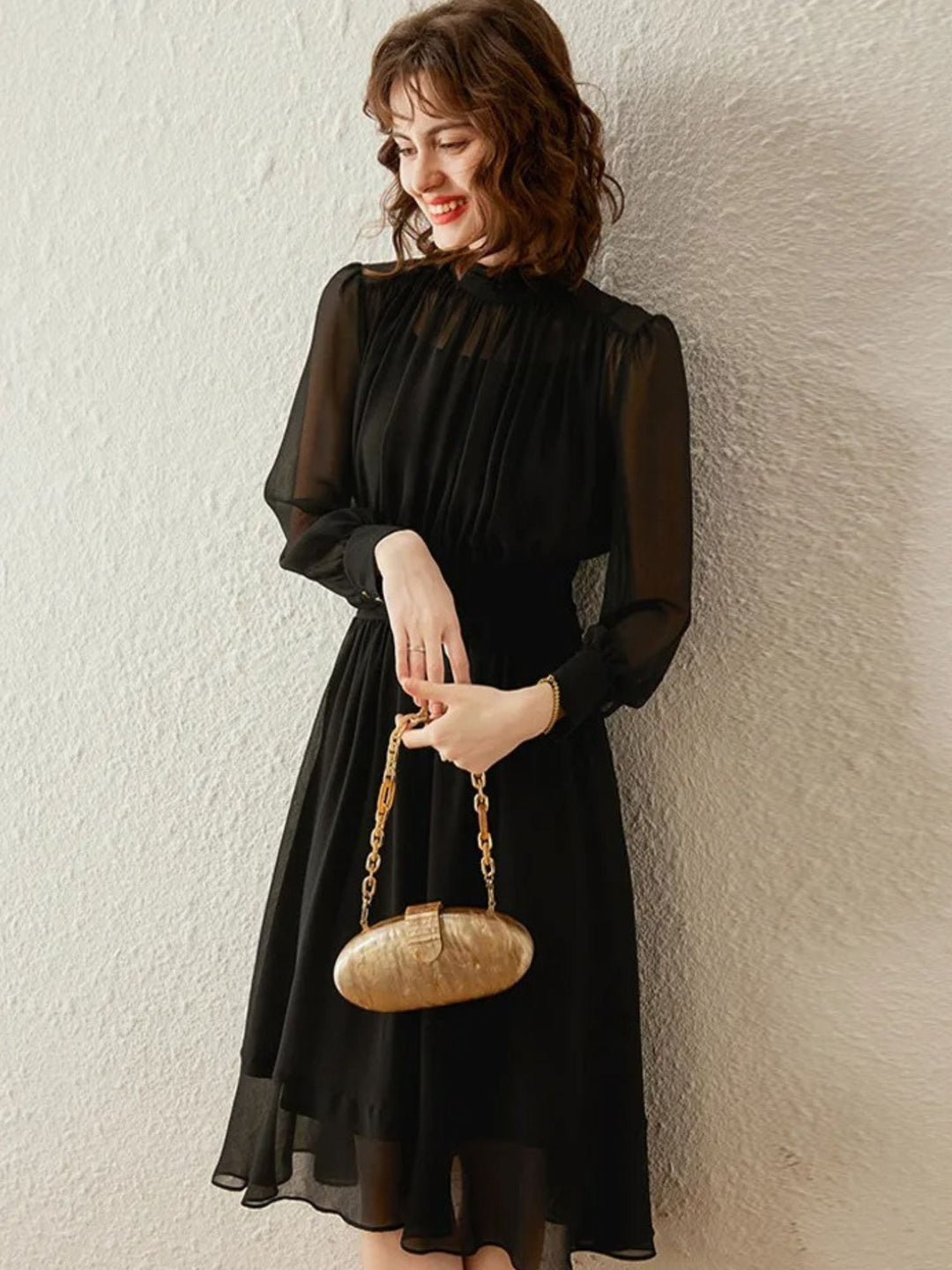 Draped Chiffon Dress - Delaney