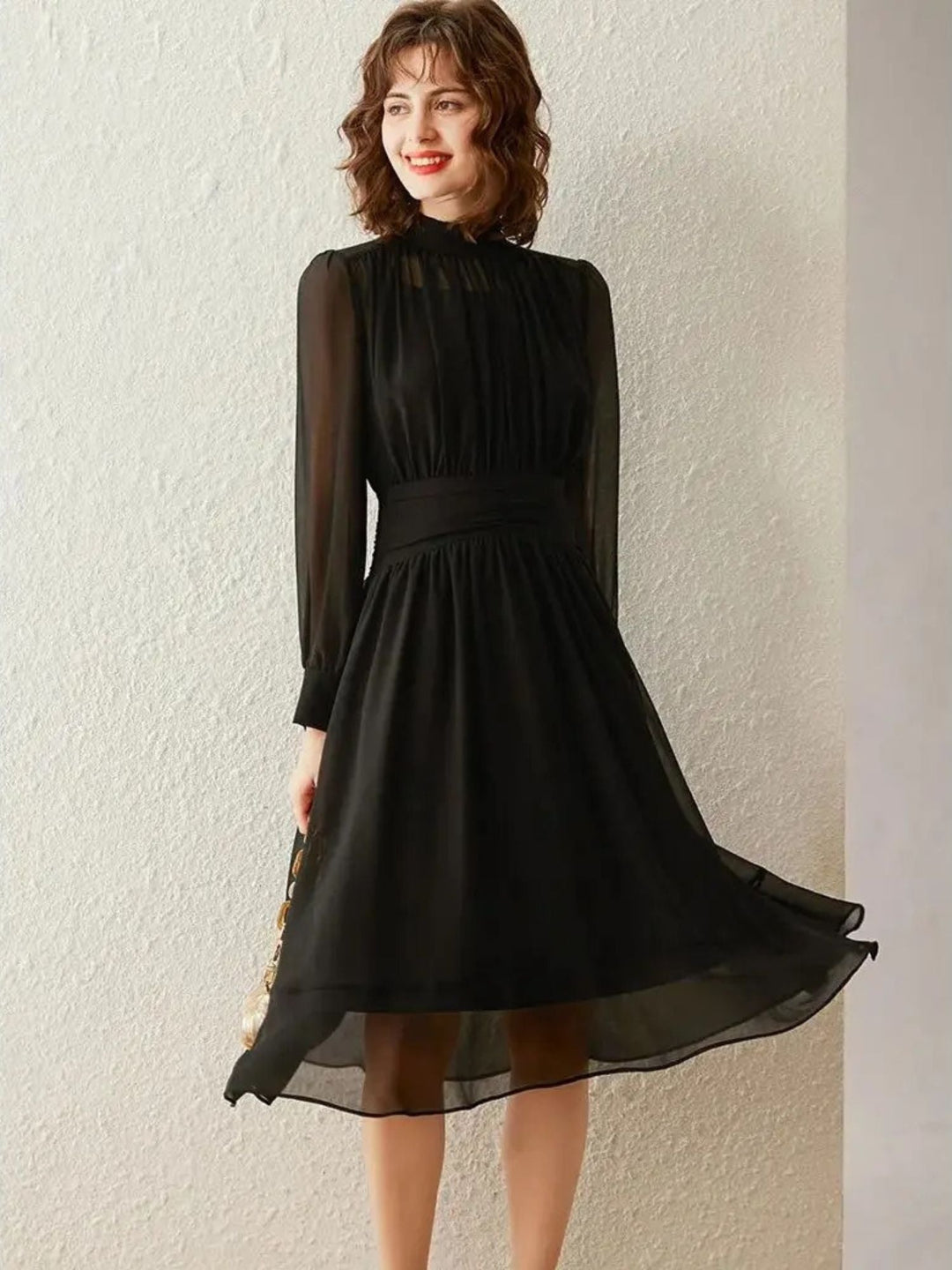 Draped Chiffon Dress - Delaney
