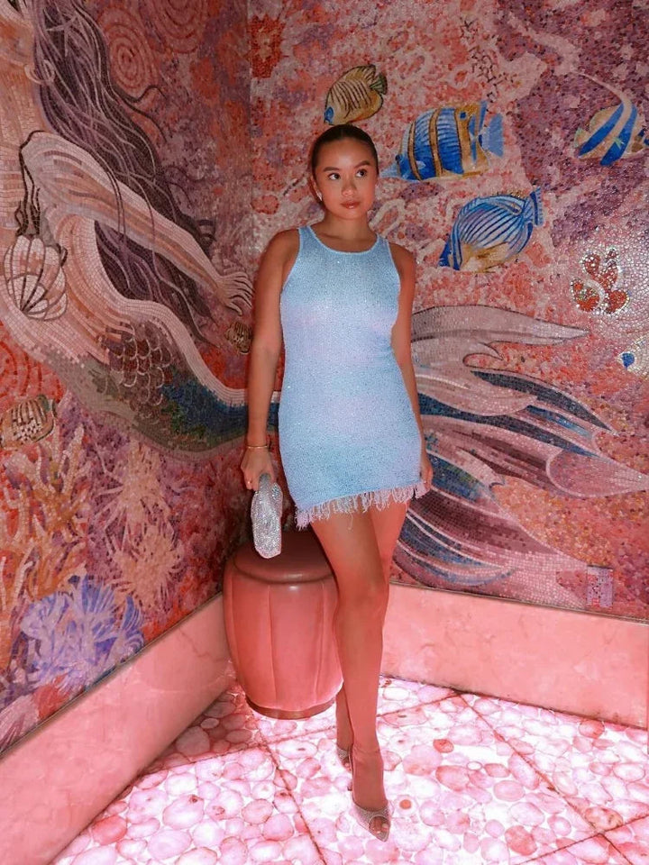 Sparkly Mini Dress - Dove