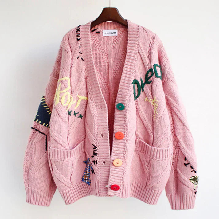 Women’s Unique Patchwork Long Cardigan - Ella