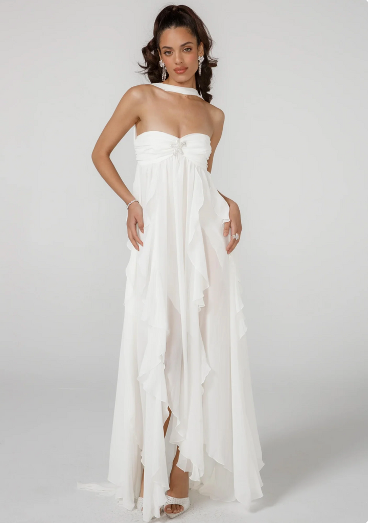 Women’s Backless Halter Embellished Elegant Maxi Dress - Aurelia