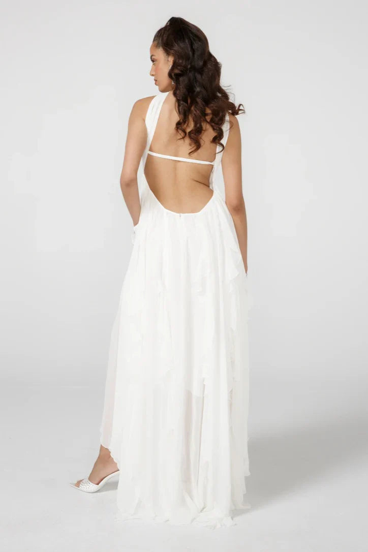 Women’s Backless Halter Embellished Elegant Maxi Dress - Aurelia