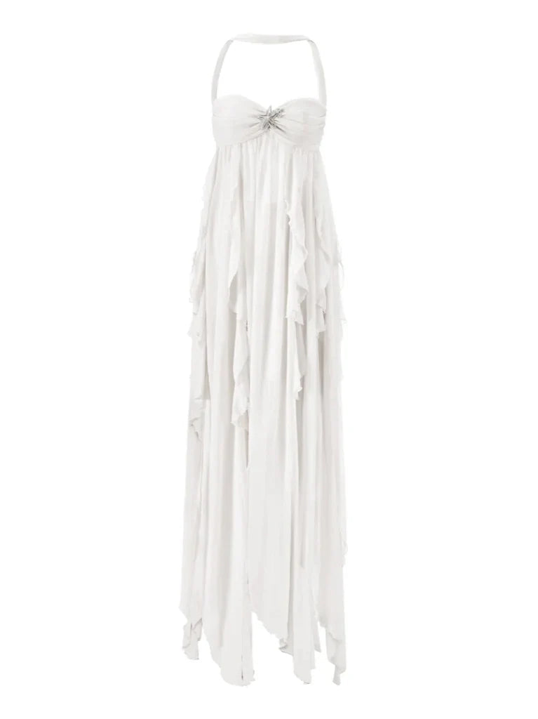 Women’s Backless Halter Embellished Elegant Maxi Dress - Aurelia