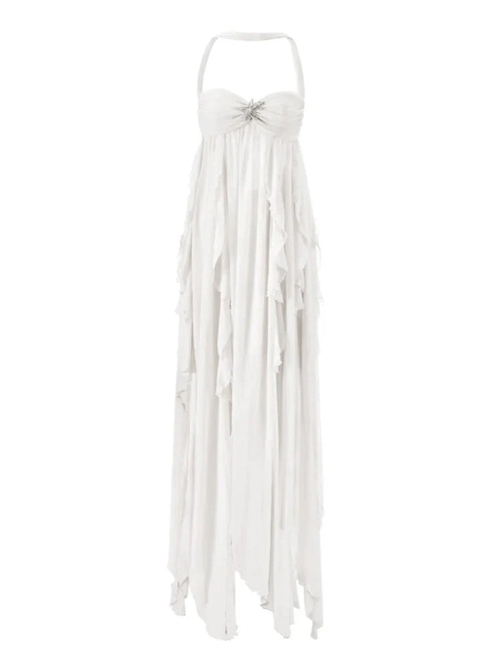 Women’s Backless Halter Embellished Elegant Maxi Dress - Aurelia