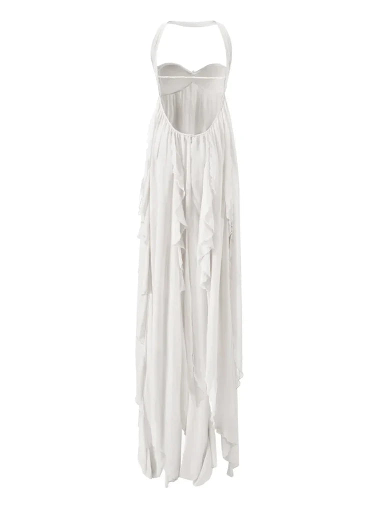 Women’s Backless Halter Embellished Elegant Maxi Dress - Aurelia