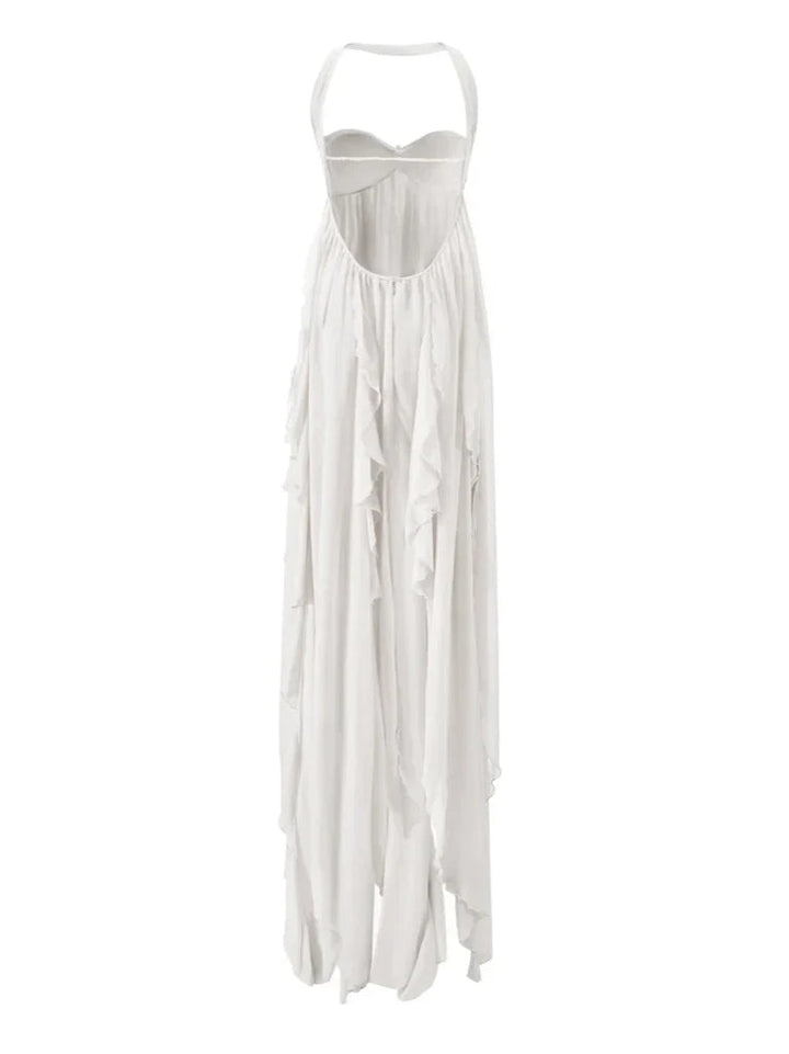 Women’s Backless Halter Embellished Elegant Maxi Dress - Aurelia