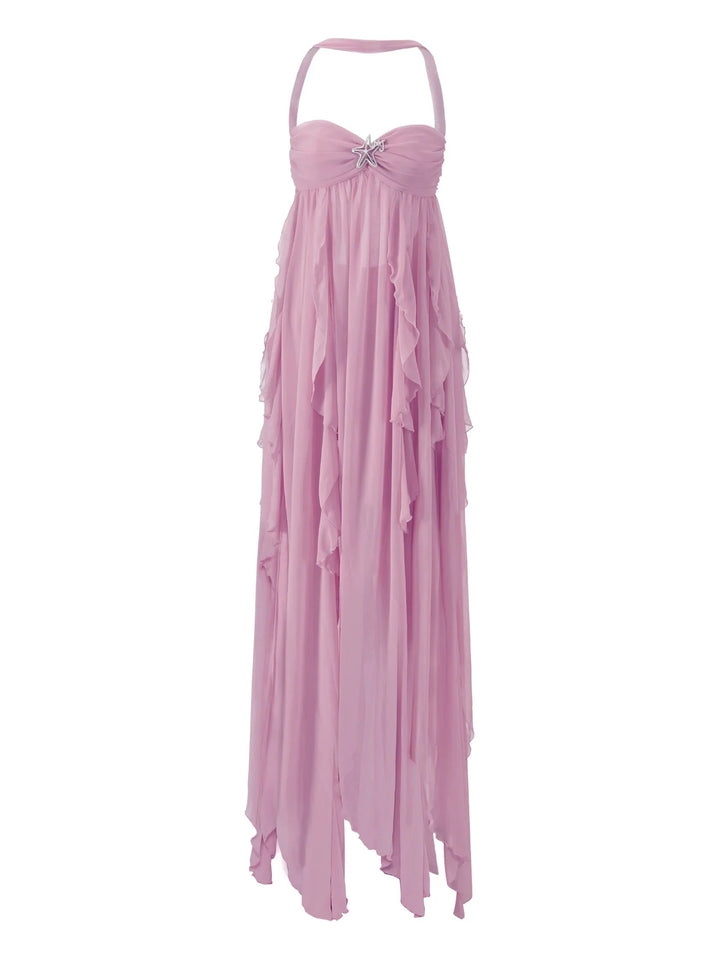 Women’s Backless Halter Embellished Elegant Maxi Dress - Aurelia