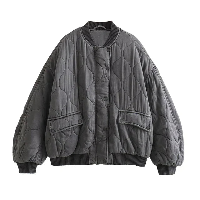 Women’s Casual Grey Bomber Jacket - Alexa
