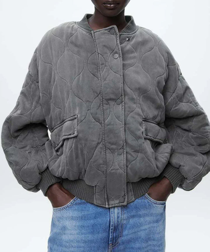 Women’s Casual Grey Bomber Jacket - Alexa