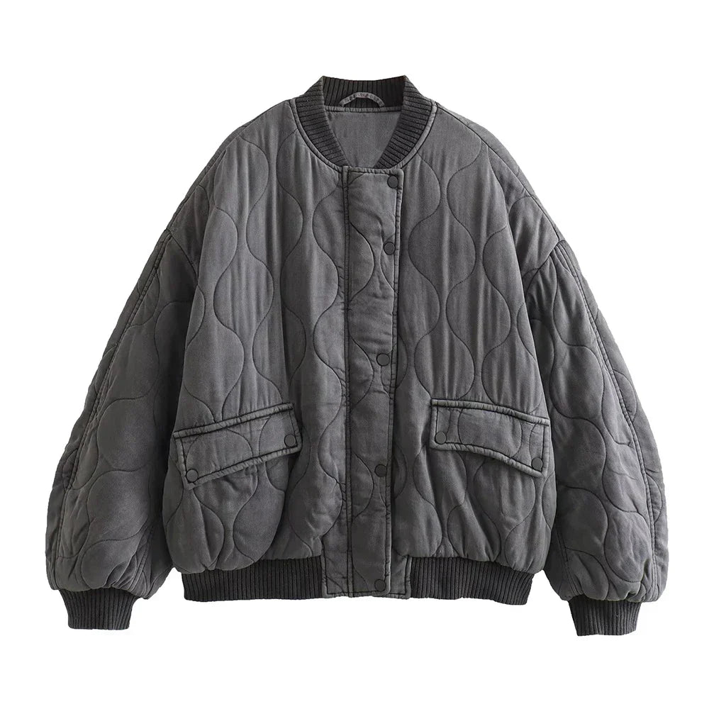 Women’s Casual Grey Bomber Jacket - Alexa