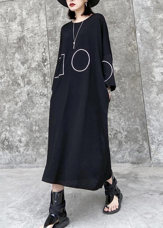 French black tunics for women o neck pockets A Line Dress - Rowan