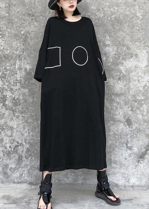 French black tunics for women o neck pockets A Line Dress - Rowan