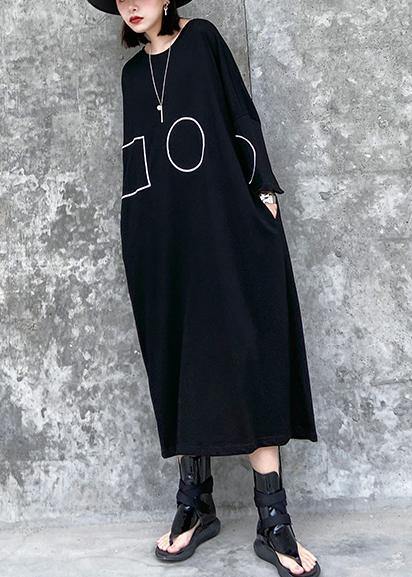 French black tunics for women o neck pockets A Line Dress - Rowan
