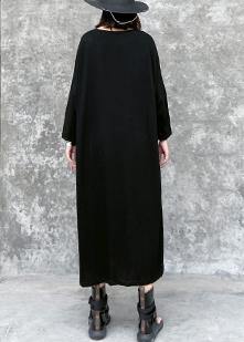 French black tunics for women o neck pockets A Line Dress - Rowan