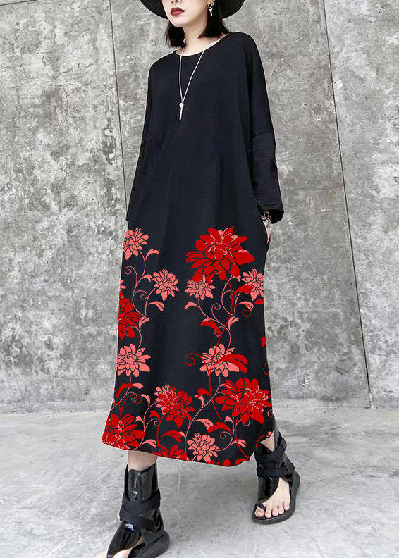 French black tunics for women o neck pockets A Line Dress - Rowan