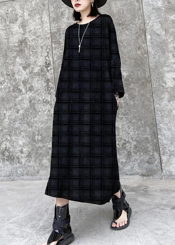 French black tunics for women o neck pockets A Line Dress - Rowan