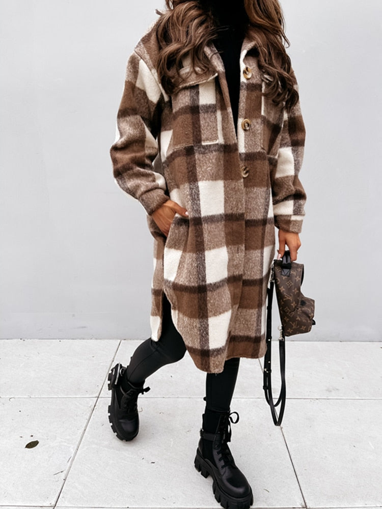 Women's Plaid Trendy Lightweight Jacket - Ava