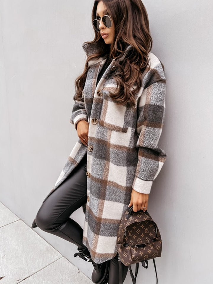 Variant image for Women's Plaid Jacket Trendy Lightweight Design - Ava-2