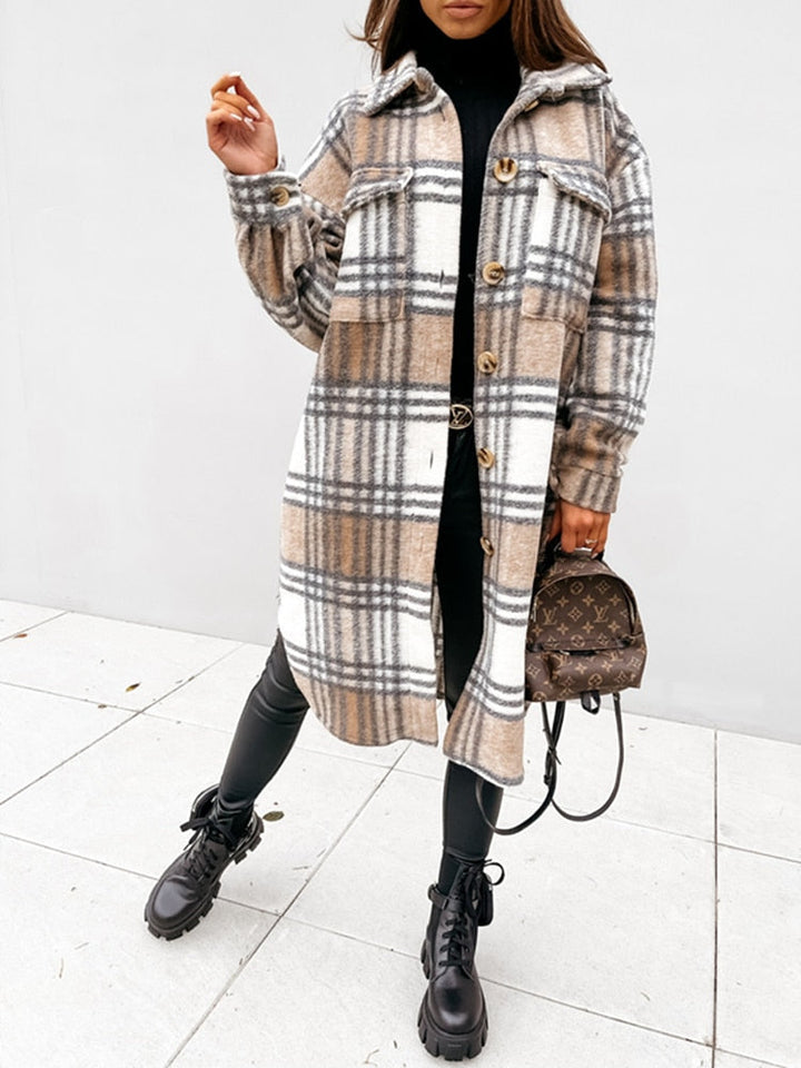 Variant image for Women's Plaid Jacket Trendy Lightweight Design - Ava-4