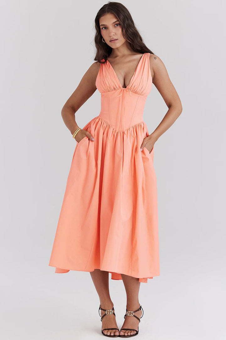 Women's Elegant Midi Dress - Nora