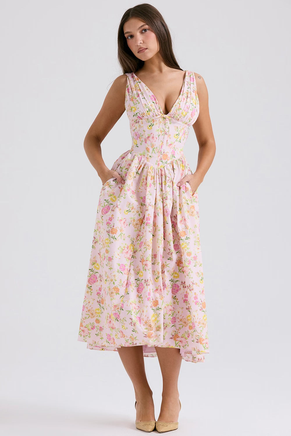 Women's Elegant Midi Dress - Nora
