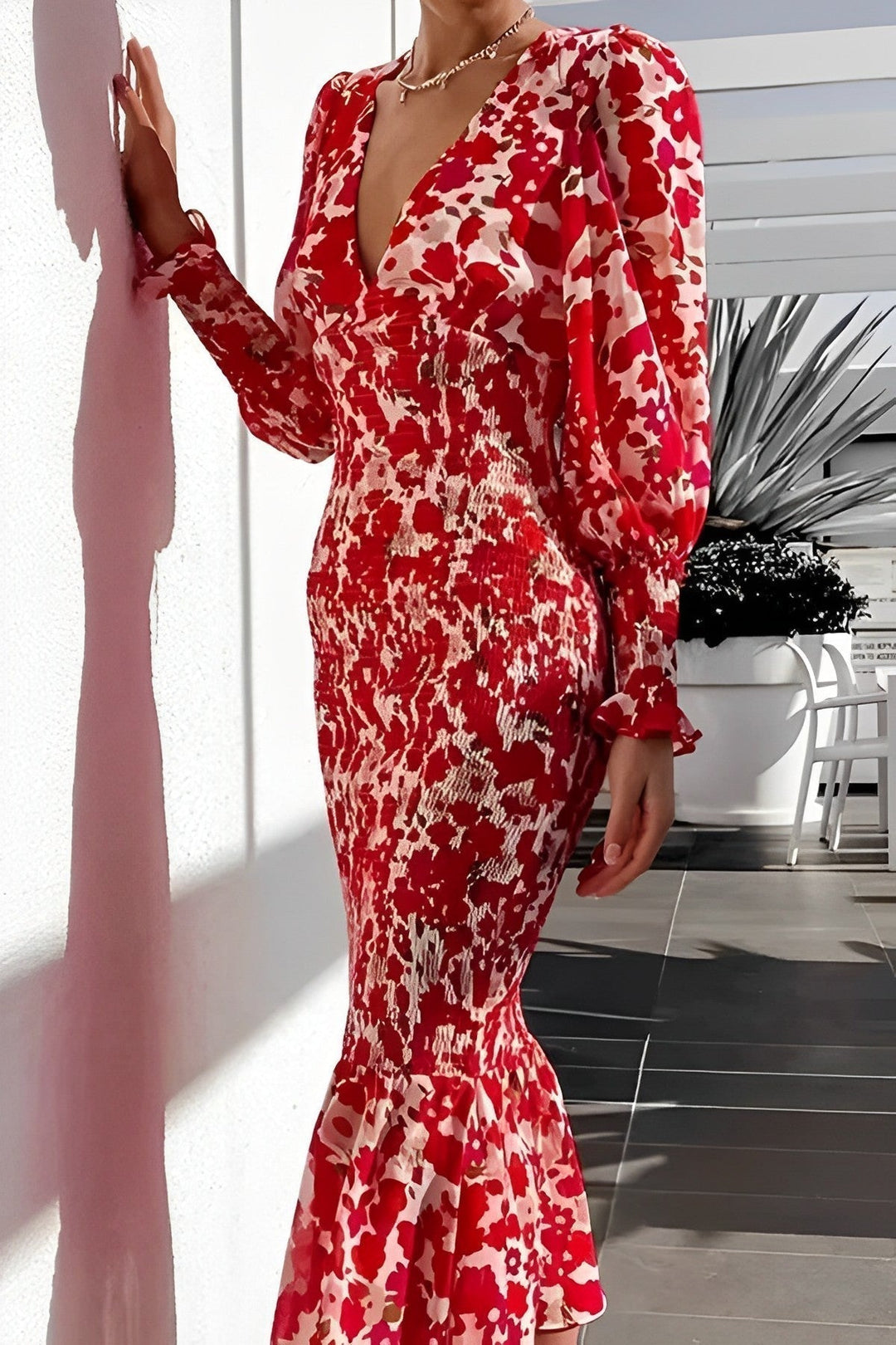 Women’s Elegant Floral Midi Dress - Rosanne