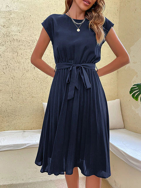 Women's Pleated Elegant Midi Dress - Claire