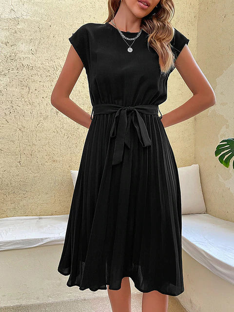 Women's Pleated Elegant Midi Dress - Claire