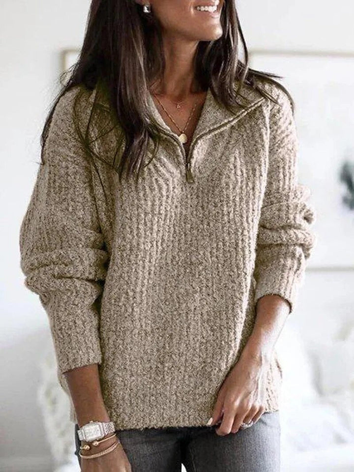 Women’s Modern Zipped V Collar Sweater - Sienna