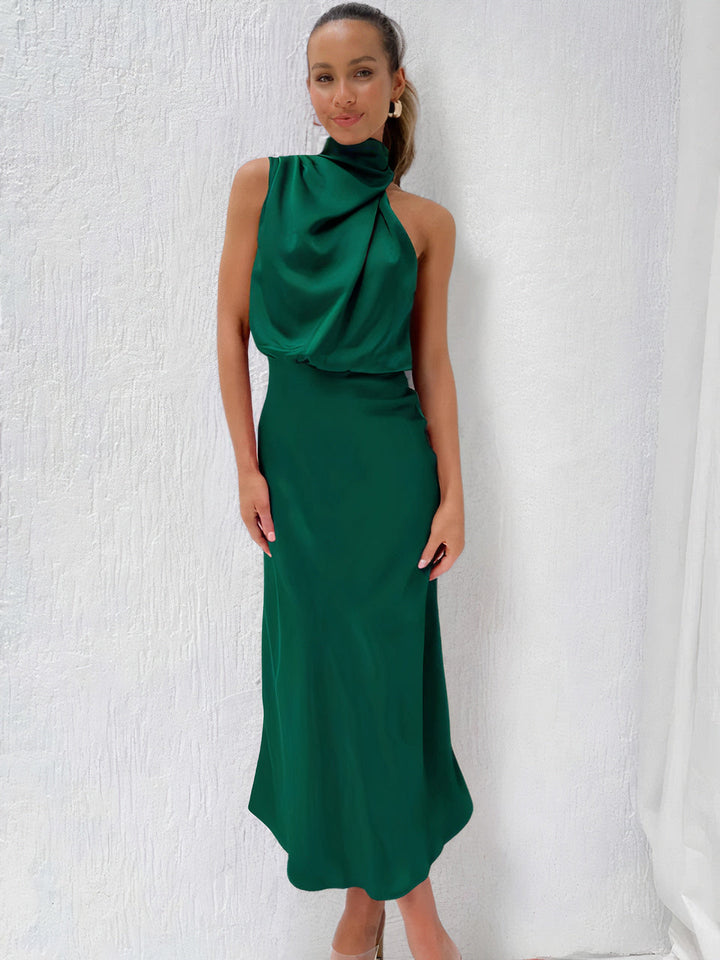 Women Halter-Neck Draped Maxi Dress | Evie