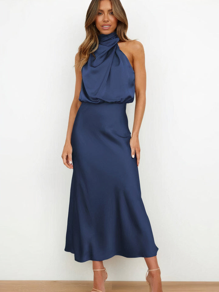 Women Halter-Neck Draped Maxi Dress | Evie