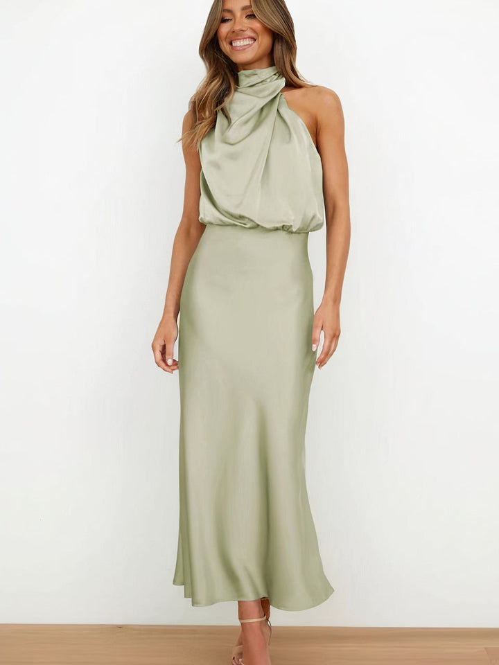 Women Halter-Neck Draped Maxi Dress | Evie